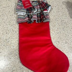 Ashland Holiday Red Christmas Stocking with Plaid Cuff